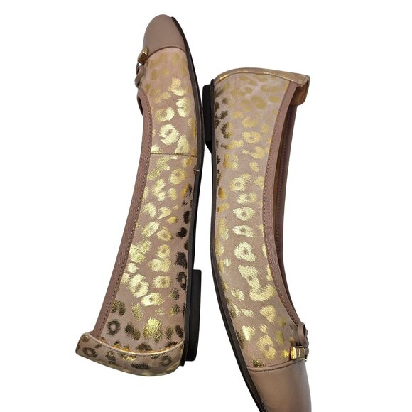 Vionic Minna Leather Toe Cap Ballet Flats Size 10 Aluminum Met Leopard - Picture 13 of 16